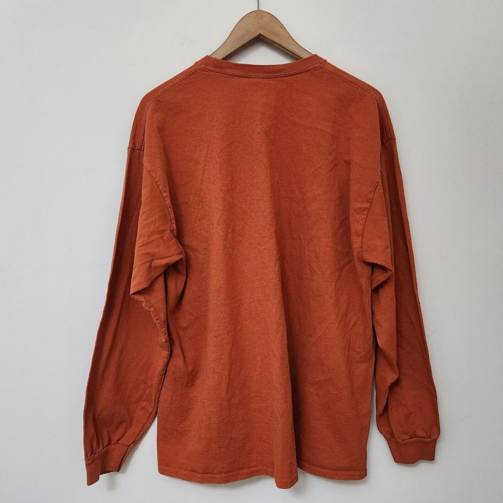 GILDAN Men's Orange Crew Neck Football Theme Long Sleeve Shirt Size XL - Picture 6 of 8